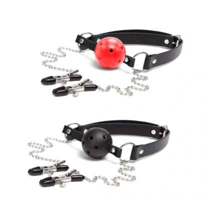 [BM004] BDSM บอลรัดปาก+ที่หนีบหัวนม - Image 4