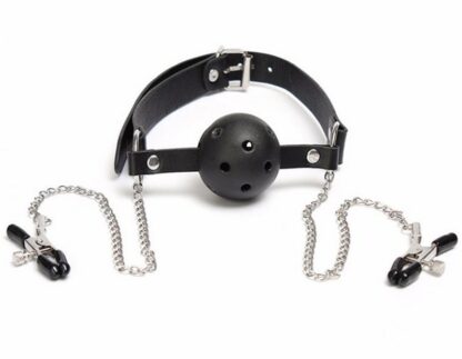 [BM004] BDSM บอลรัดปาก+ที่หนีบหัวนม - Image 5